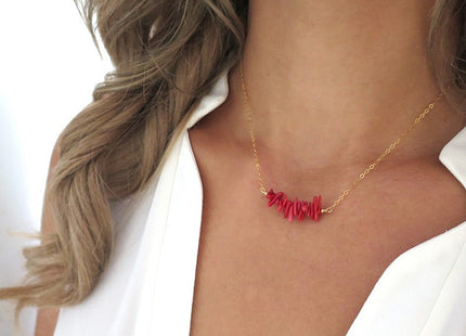 Red Coral Stone Lucky Necklace
