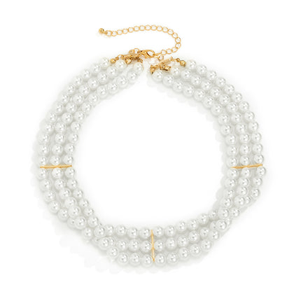 Boho Vintage Pearl Necklace Multi-Strands round Pearl Choker