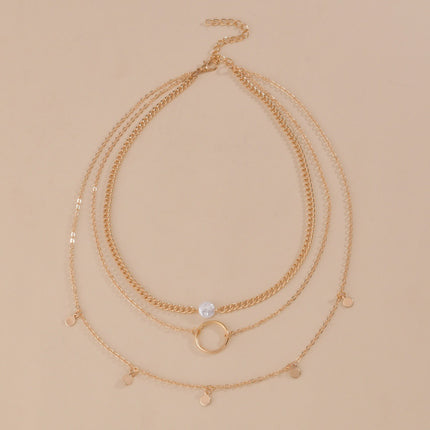 Boho Multilayered Pearl Pendant Necklace