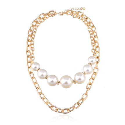 Punk Round Beads Double Layered Necklace