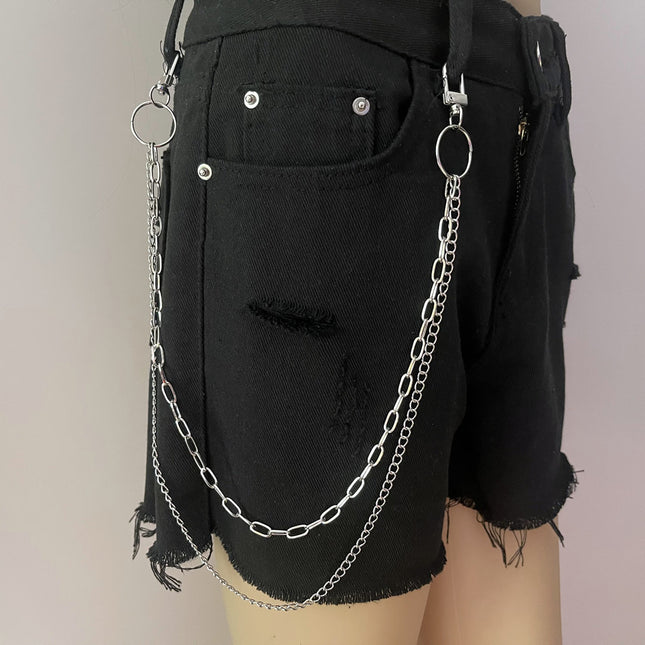 Layered Metal Pant Chain Jeans Chain Waist Belt Key