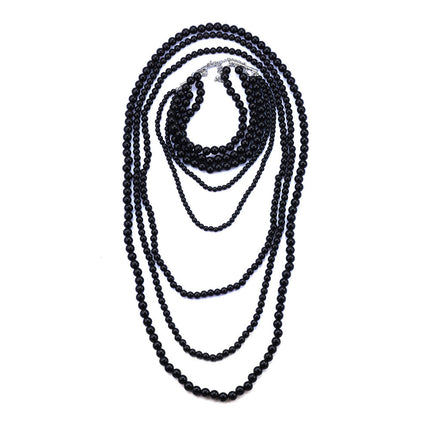 Multiple Long Beaded Vintage Collar Jewelry Imitation Pearl Baroque Style Necklace - FASHION SHEGOODS LLC