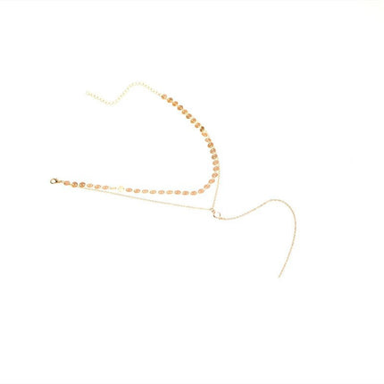 Layer Chain Long Necklace Crystal Pendant - FASHION SHEGOODS LLC