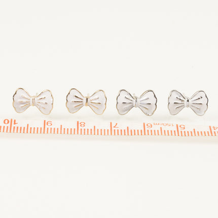 White Bow Stud Earrings