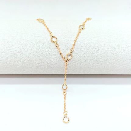 Lariat Layering Chain Crystal Stone Necklace - FASHION SHEGOODS LLC
