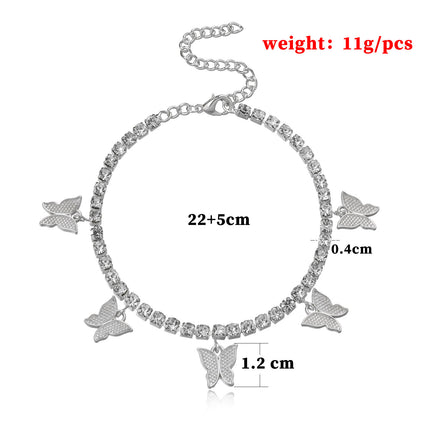Rhinestone Butterfly Ankle Chain