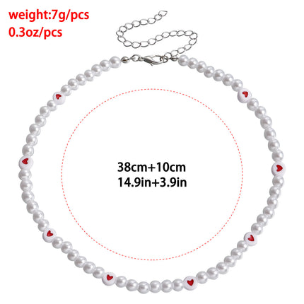 Love Imitation Pearl Necklace Beaded Clavicle Chain - FASHION SHEGOODS LLC