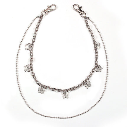 Multilayer butterfly Punk Metal Pants Waist Chain