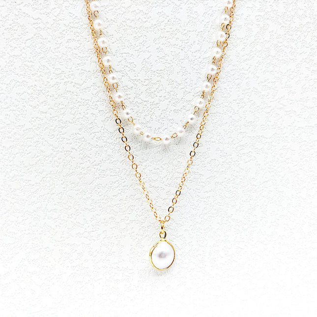 Pearl Layered Pendant Choker Necklace for Women