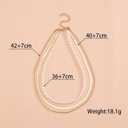 Multilayers Snake Chain Pearl Necklace - FASHION SHEGOODS LLC