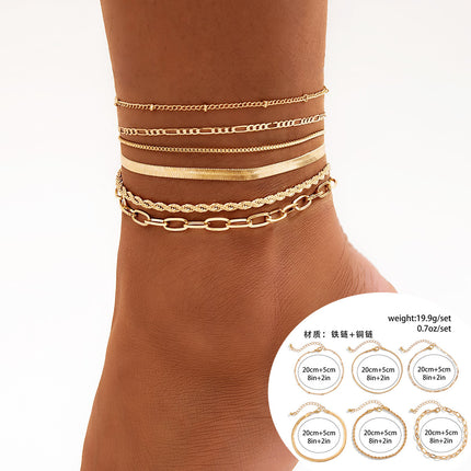 Layer Beaded Layer Chain Anklet Jewelry