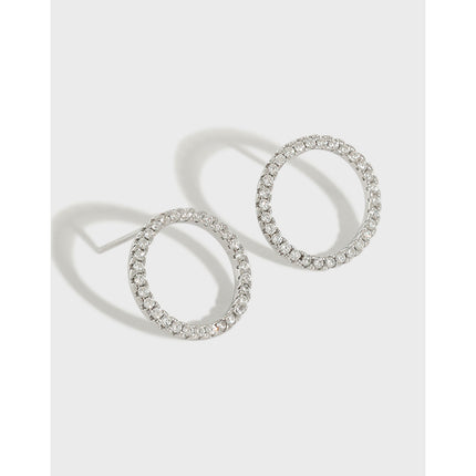 Round Full Rhinestone Stud Earrings