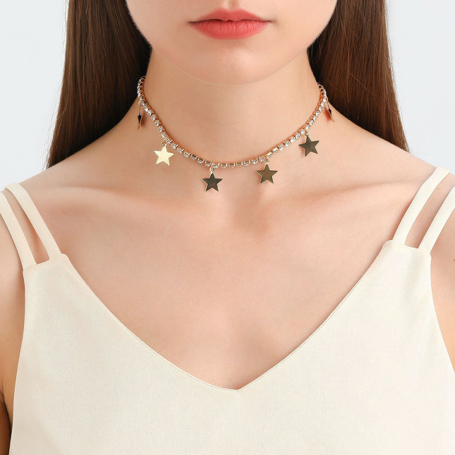 Tennis Chain Necklace Star Charm