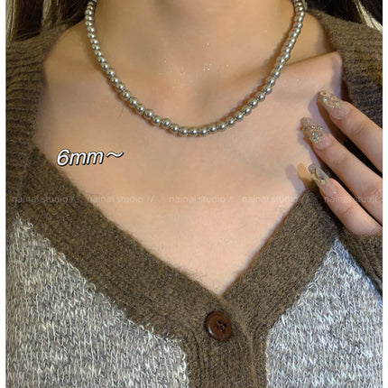 Gray Glass Pearl Fashion Necklaces for Gift