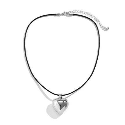 Big Peach Heart Pendant Necklace