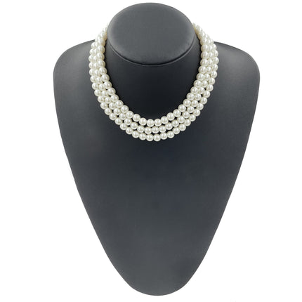 Vintage Dainty Multilayer Faux Pearl Choker Necklaces and Earrings