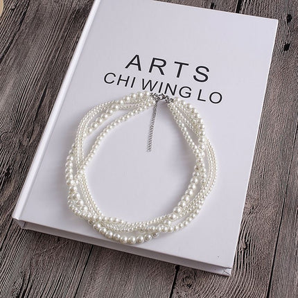 Multilayer Simulated Pearl Choker Necklace for Women - FASHION SHEGOODS LLC