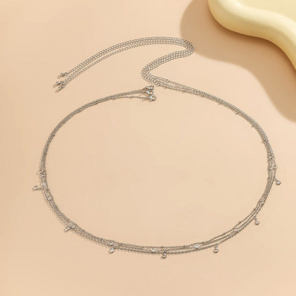 Sexy Rhinestone Double-layer Body Waist Chain
