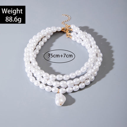 Multilayer Necklace Simple Pearl Choker Elegance Bridal Wedding Jewelry - FASHION SHEGOODS LLC