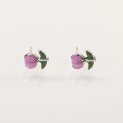 Enamel Tulips Flower Stud Earrings