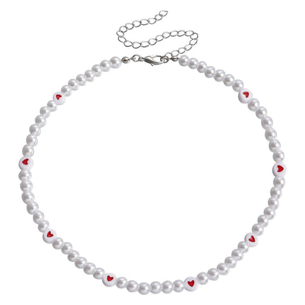 Love Imitation Pearl Necklace Beaded Clavicle Chain - FASHION SHEGOODS LLC