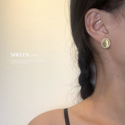 Oval Opal Stud Earrings for Women - FASHION SHEGOODS LLC