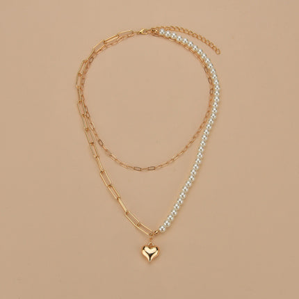 Pearl Half-Paper Clip Chain Necklace