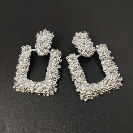 Hollow Large Square Stud Statement Earrings - FASHION SHEGOODS LLC