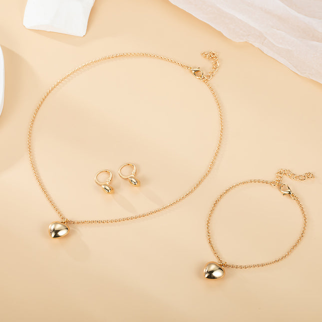 Heart Earrings Necklaces Jewelry Set - FASHION SHEGOODS LLC