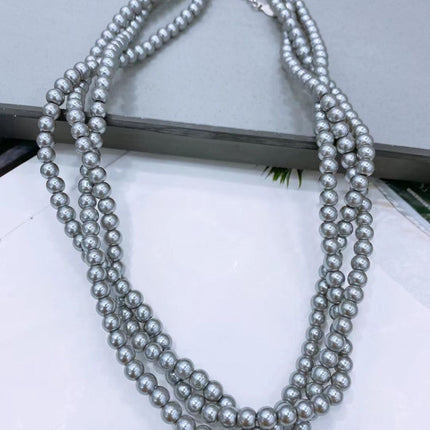 Gray Pearl Necklace Vintage Layer Choker - FASHION SHEGOODS LLC