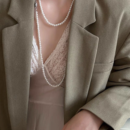 Long Pearl Necklace Costume Pearl Jewelry - FASHION SHEGOODS LLC
