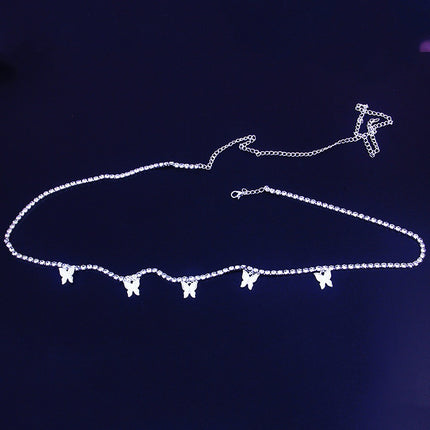 Rhinestone Butterfly Pendant Waist Chain Women Personality Versatile Body Chains
