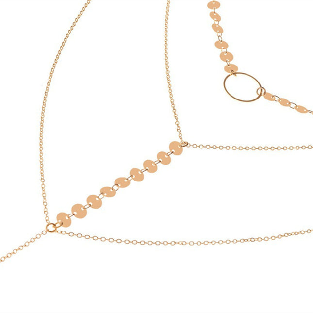 Multi Layered Chain Round Disc Choker Necklace - FASHION SHEGOODS LLC