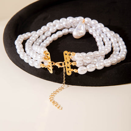 Multilayer Necklace Simple Pearl Choker Elegance Bridal Wedding Jewelry - FASHION SHEGOODS LLC