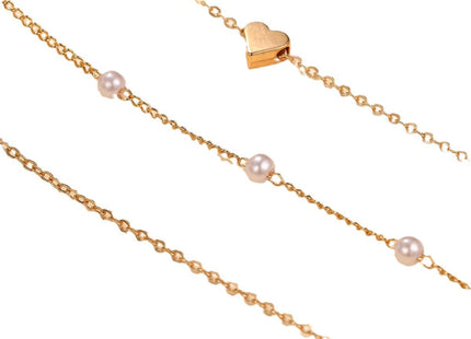 Alloy Heart Necklace Double Layer Fashion Chain Pearl Necklace