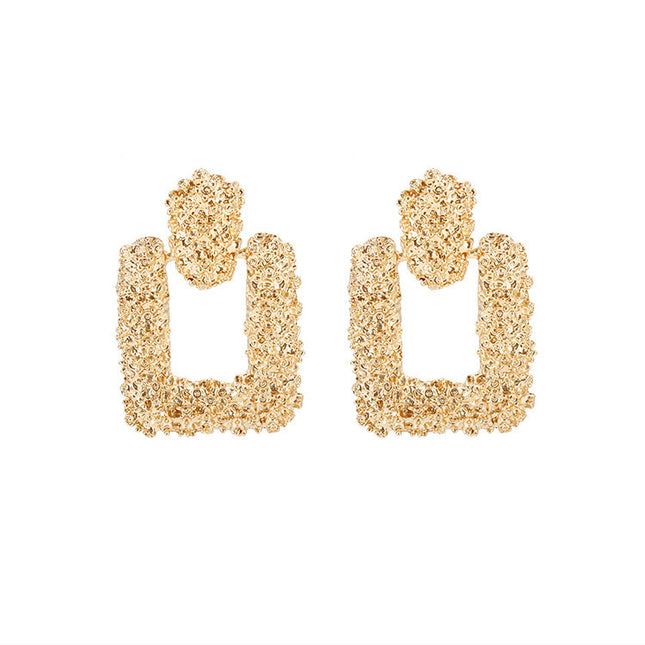 Hollow Large Square Stud Statement Earrings - FASHION SHEGOODS LLC
