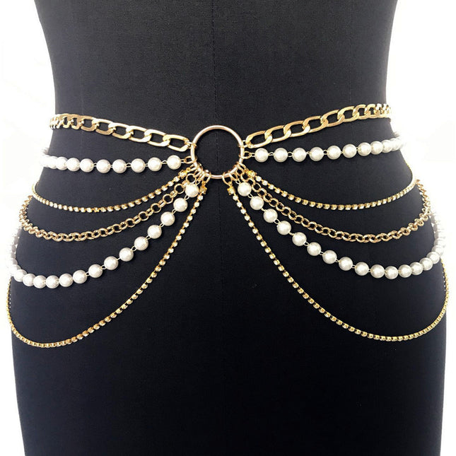 Pearl Dress Belt Female Multilayer Waist Chain Belt