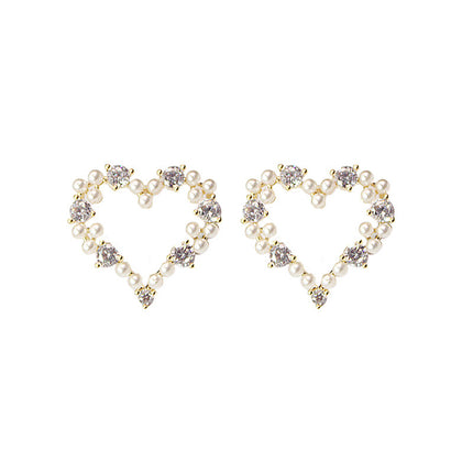 Sweet Little love Pearl Rhinestone Earrings