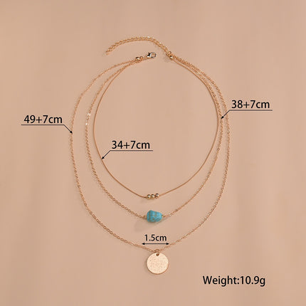Double-Layer Necklace Water Drop Turquoise Pendant