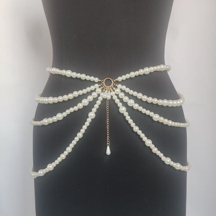 Women Multilayer Pearl Waist Chains
