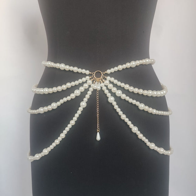 Women Multilayer Pearl Waist Chains