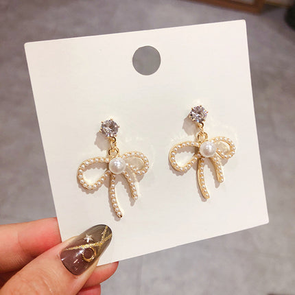 Bowknot Pearls Earrings