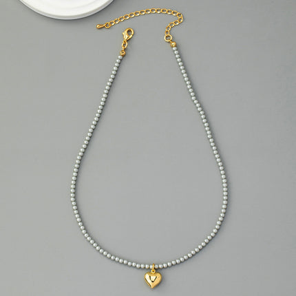 Heart Pearl Beads Chain Choker Necklaces - FASHION SHEGOODS LLC