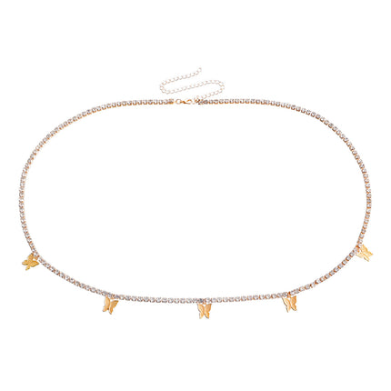 Butterfly Pendant Cross-Border Rhinestone Waist Chain