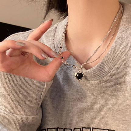 Love Star Rhinestone Chain Necklace Women - FASHION SHEGOODS LLC