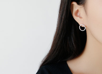 Round Full Rhinestone Stud Earrings
