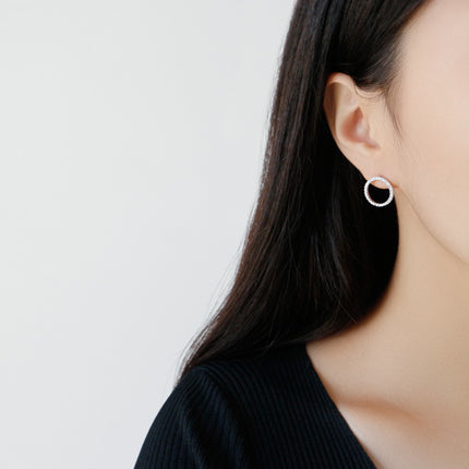 Round Full Rhinestone Stud Earrings