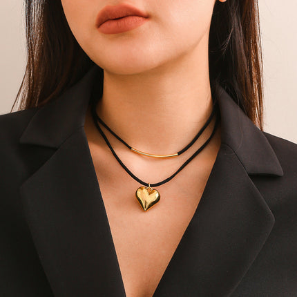 Double Layer Heart Pendant Necklace