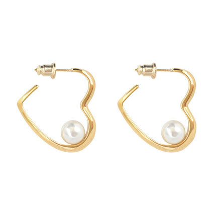 Heart Imitation Pearl Earrings - FASHION SHEGOODS LLC