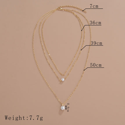 Beaded Three-layer Pearl Necklace